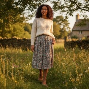 Vintage Janzten Classics Womens 10 Paisley Midi Skirt Made In USA cottage core